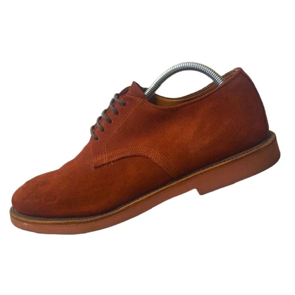 VTG WALK-OVER Men 10 Lace Up Red Suede Oxford Retro Derby Shoes USA Academia 50s - Picture 5 of 16